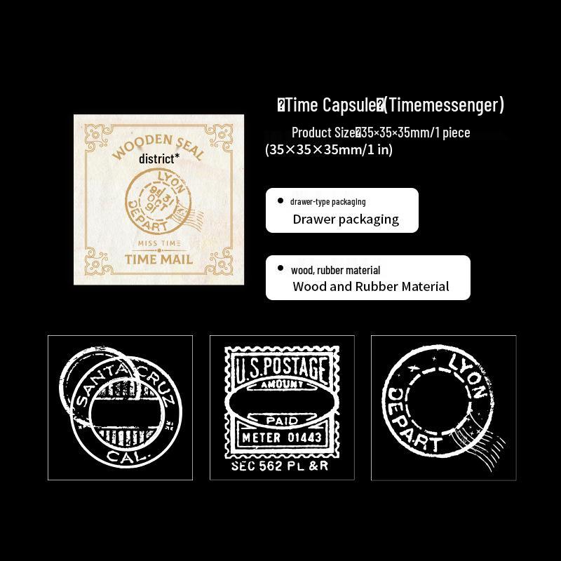 Retro dřevěné razítko Tři v jednom - Série Dlouhý měsíc a hojné hvězdy: 6 stylů pro DIY deníky