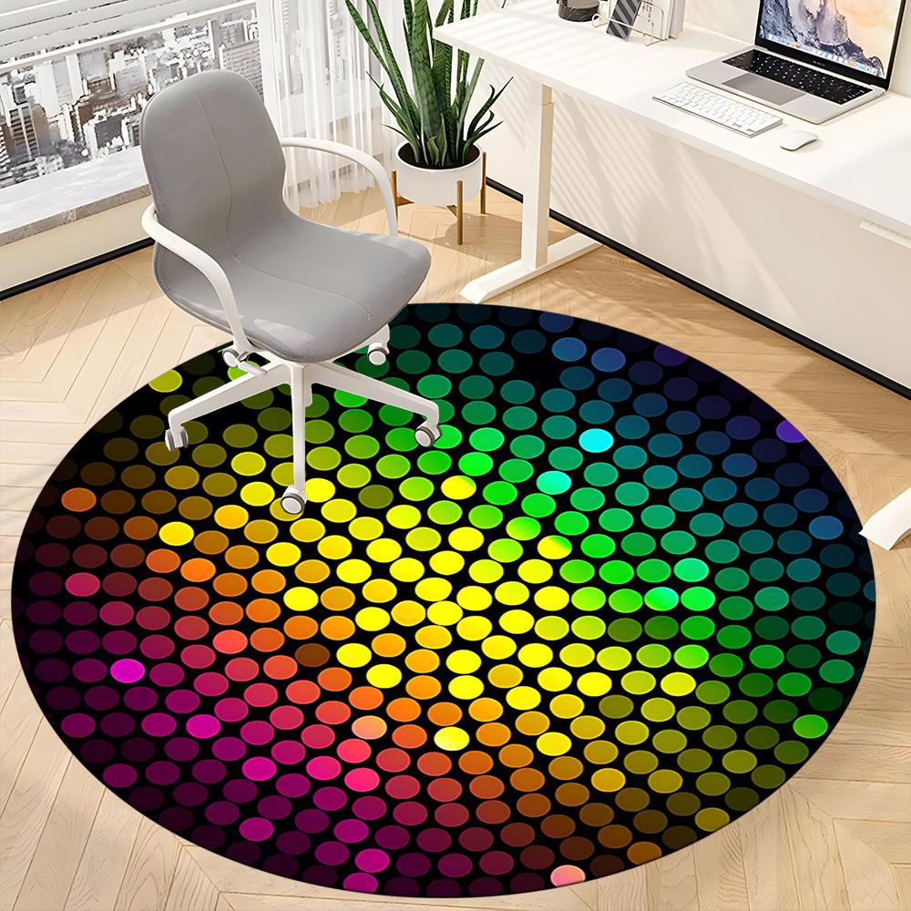 1 Stück Teppich mit Discokugel-Muster für das Büro, rutschfest, runder Teppich, weich & bequem, Teppich für das Büro, leichte runde Bodenmatte yy251226086