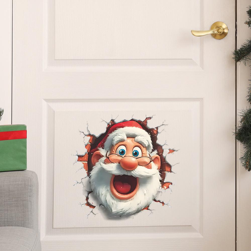 Creative Wall-breaking Santa Claus Bathroom Toilet Toilet Decorative Wall Stickers