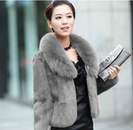 Women's imitation fur autumn and winter imitation mink fur imitation fur coat women's short fox fur collar rabbit fur coat