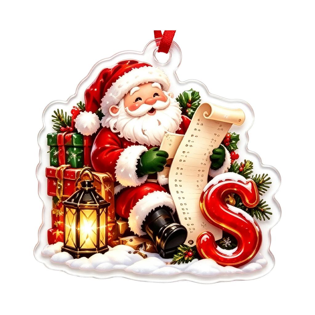 Weihnachtsbrief 2D Acryl Hängeornament, Weihnachtsdekoration für Baum und Zuhause