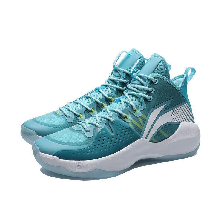 Li Ning Combat Hi Sonic Shock Absorption Anti-Slip Durable Mid-Top Basketball Shoes Men Basketball Shoes Blue White ABAR059-2