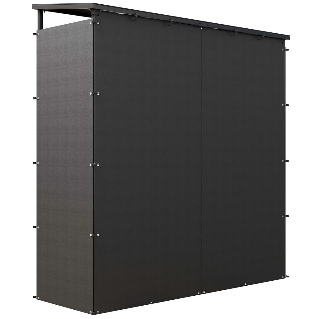 Outdoor log shelter log rack maximum load 2000 kg with waterproof protective cover 185 x 62 x 184 cm black