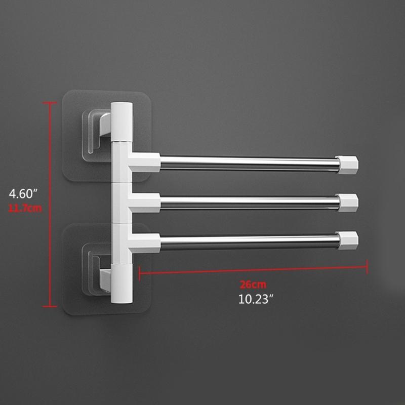 Wall Mounted Towel Bar Swivel Towel Rack Stainless Steel Towel Hanger 180° Rotation Space Saving Towel Rack for Bathroom