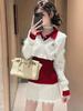 LZXL3173 Autumn/Winter Petite Knitwear Set: Cardigan & Skirt for Women