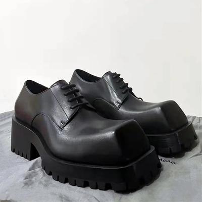 Sapatos Femininos de Couro de Designer de Luxo Sapatos de Plataforma Tratorada de Alta Qualidade para Mulheres Bico Quadrado Cadarço Sapatos Casuais Unissex