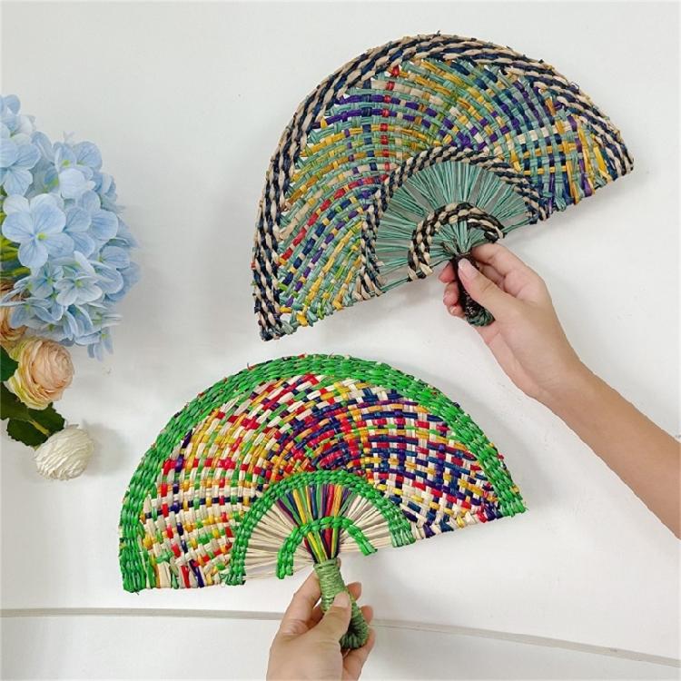 Grass Hand Fan Hand-Woven Straw Fan Easy To Carry For Wall Decoration and Summer Event