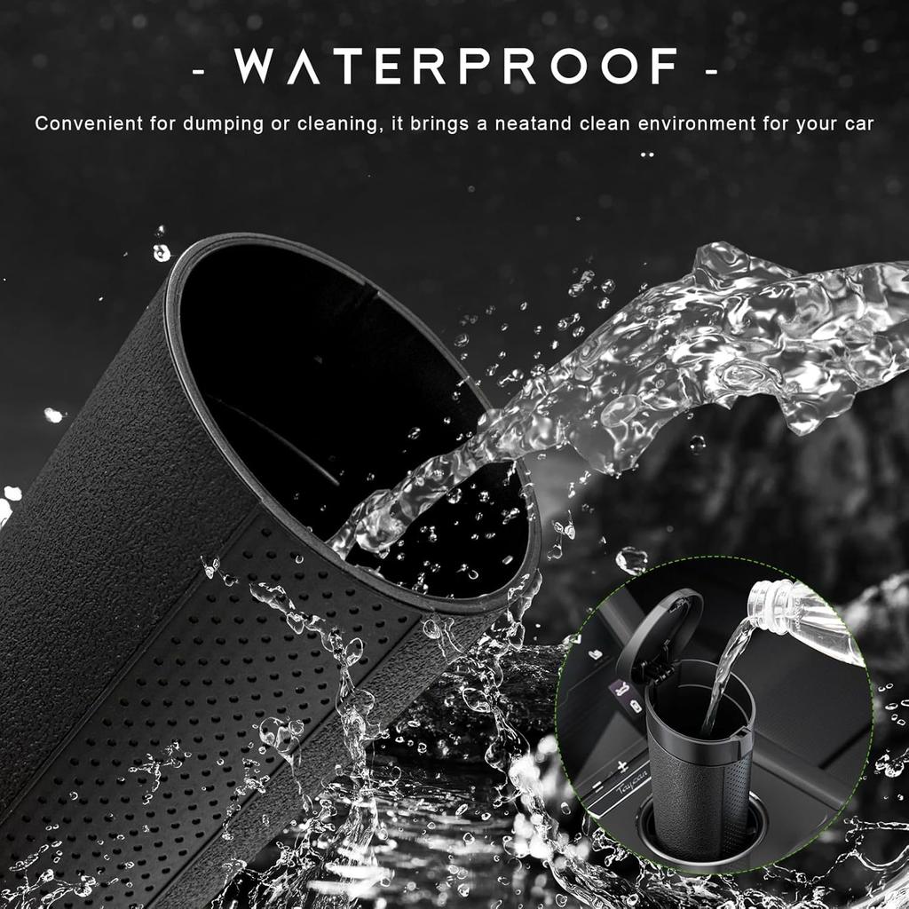 Car Trash Can Bin with Lid, Cup Holder Garbage Container Leakproof Vehicle Door Trash Bin, Mini Portable Dustbin Multipurpose Organizer for Auto Side