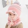 Kids' Winter Wool Hat with Velvet Lining & Duckbill Cap: Face Protection and Scarf Combo