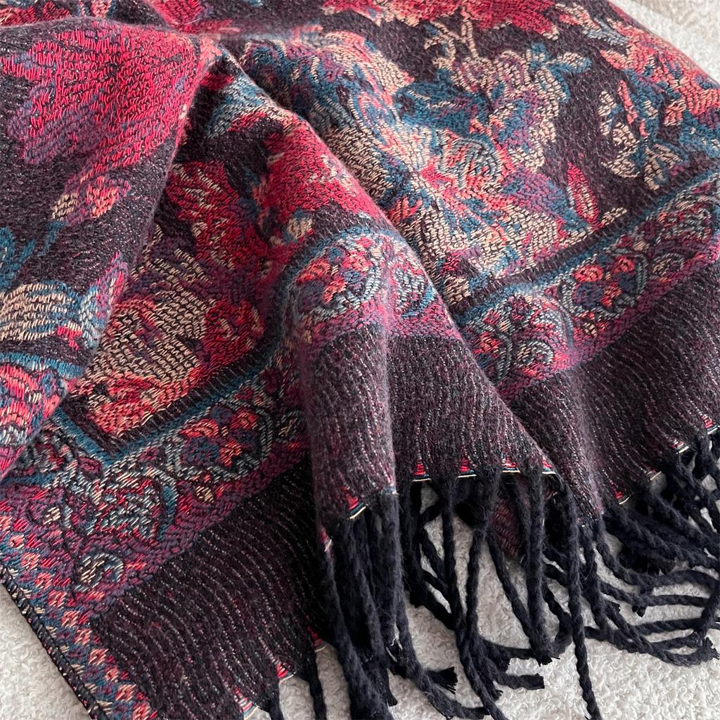68*180Cm Winter Warm Women Scarf Ethnic Style Blanket Thick Pashmina Jacquard  Shawl Wrap Cashmere Neckerchief Poncho Stoles