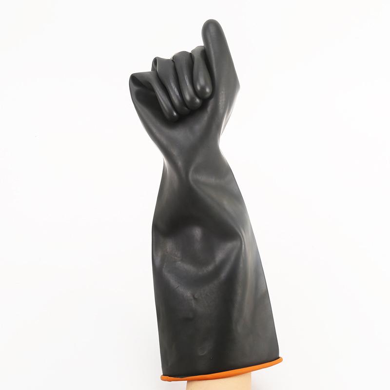 45CM Extra Long Acid & Alkali Resistant Black Industrial Gloves - Thick, Wear-Resistant for Chemical Protection
