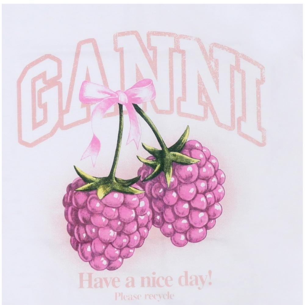 Ganni Damen S Kurzarm-T-Shirt Himbeere A1050185 151