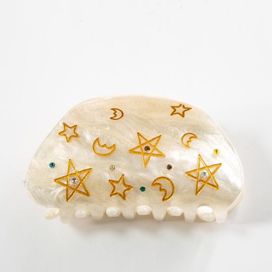 Hair Claw Moon Five-Pointed Star Pattern Back Head Shower Clip Medium Size Shark Hair Claw Versatile Hair