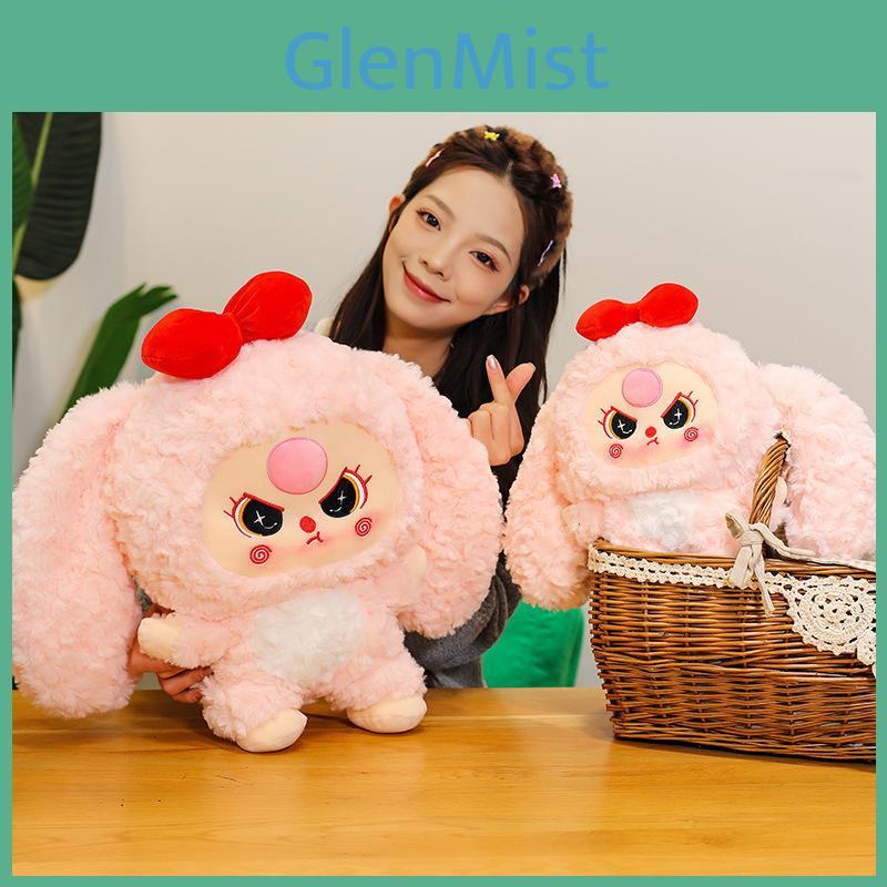 Bear Plush Toy Rabbit Stuffed Animal With Long Fur For Girls' Sleepover Fun**