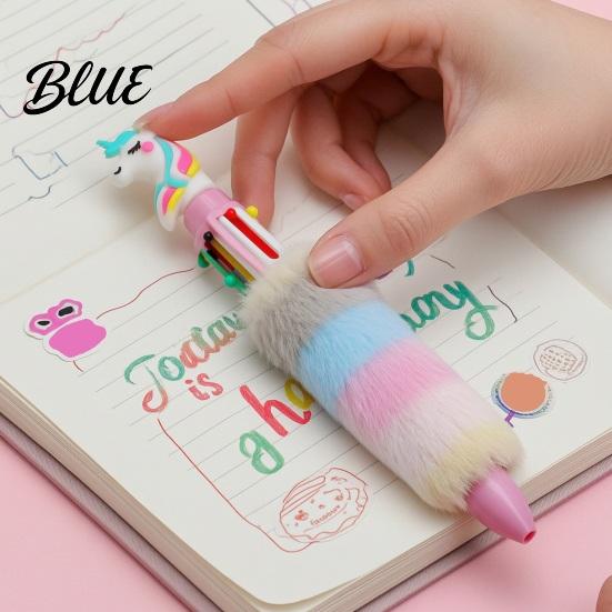 Office Supplies for Diary Decoration 6-in-1 Retractable Gel Pen Cute Unicorn Plush Doll Decor 6 in 1 Color Pens 0.5mm Multicolor Ballpoint