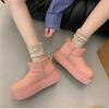 Women's Fashion Lightweight Height-enhancing Soft Sole Winter Warm Fur One Snow Boots Velvet Lined Non-slip Casual Sports Cotton Boots