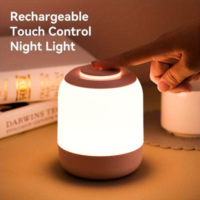 Nachtlicht für warmes Ambiente, Touch-Steuerung, umschaltbar zwischen warmem Licht, neutralem Licht und weißem Licht, einstellbare Helligkeit, Aufladen über USB-C