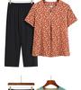 Summer Print Two-Piece Set for Middle-Aged and Elderly Women: Short-Sleeved Top and Grandma Style Outfit