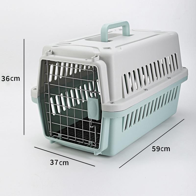 Portable Graphite Green Pet Carrier: Cat Cage & Dog Shipping Box
