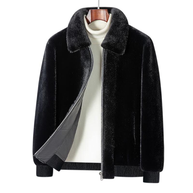 MONTAGUT Herren Warme Jacke aus Schaffell mit Faux-Nerz-Futter