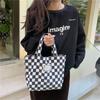 Chic Vintage Plaid Checkered Tote Lunch Bag For Moms Stylish Insulated Carrier