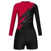 Kids Girls Stylish Clothing Set for Skating Training Wear Outfits Long Sleeve Contrast Color Leotards and Shorts