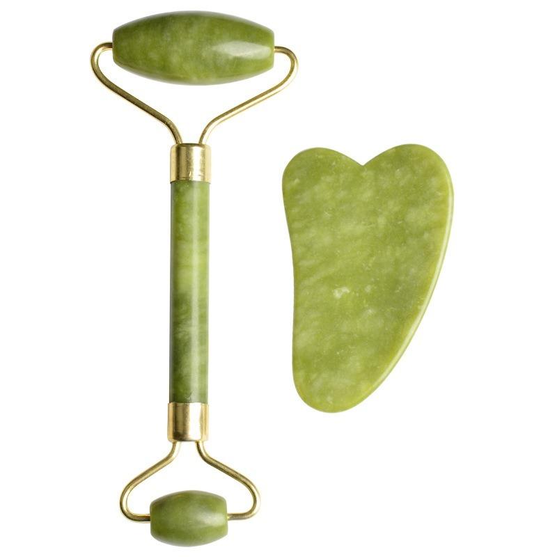Natural Jade Roller Massager for Face Body Back Foot Massage Roller Facial Liftting Anti-wrinkle Double-end Gua Sha Jade Stone