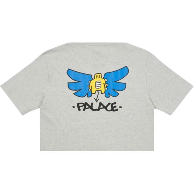 Palace X Slap Magazine Co-Branded Angel Cartoon Print T-Shirt Unisex Tops Gray P20TS252