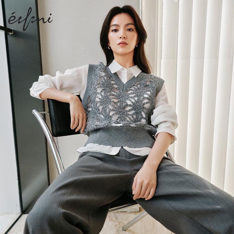 

eifini Women s Fine Wool Curved-Leg Casual Trousers M