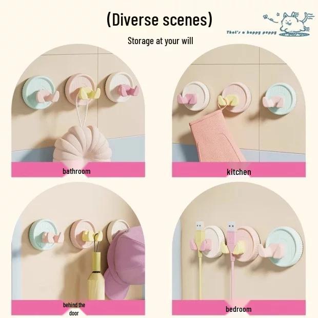 Suction Cup Hook, No-Drill Wall-Mounted Plug Fixer, Strong Load-Bearing for Kitchen