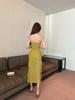 Sultry Mesh Low-Cut Slim-Fit Pleated Slit Dress