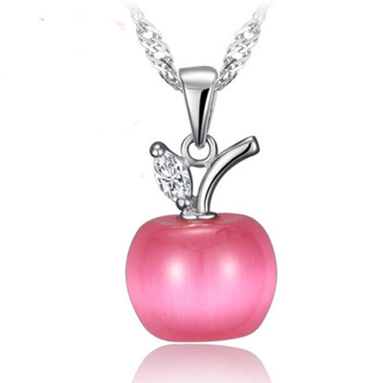 Korean Fashion Imitation Silver Zircon Pendant Necklace for Women