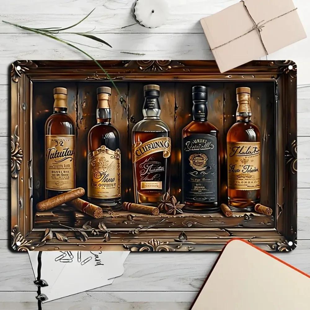 Whiskey & Square Aluminum Sign - Versatile Hanging Art, Bar/Home/Restaurant Decor