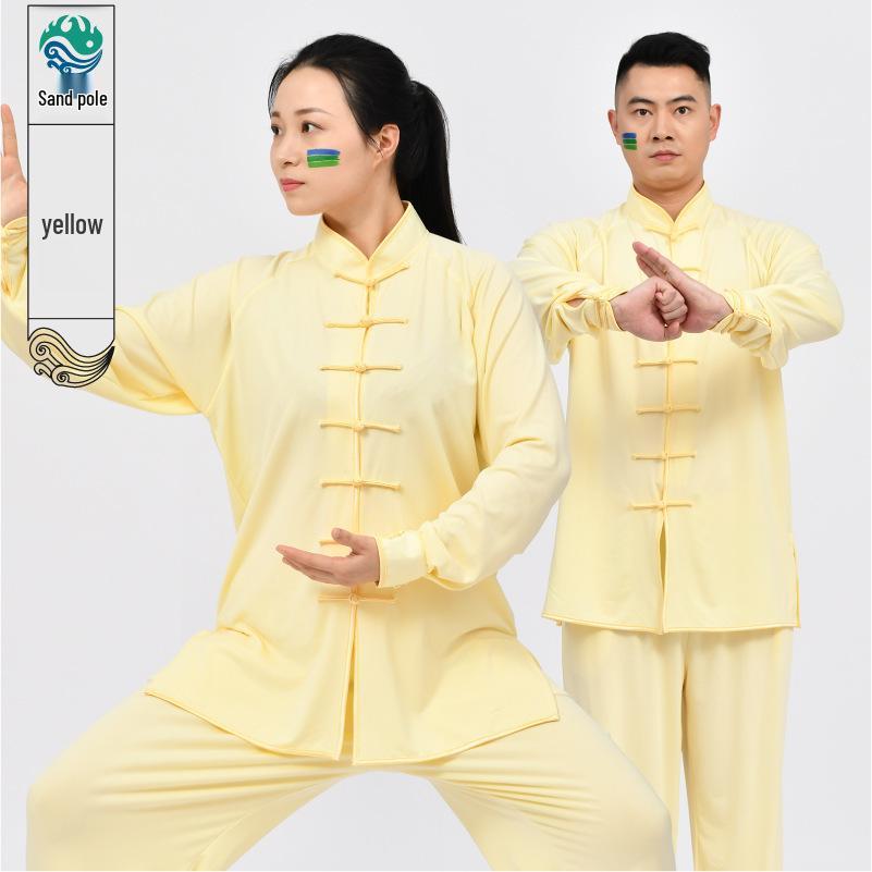 

Мужской костюм для тай-чи в китайском стиле - Костюм для выступлений в боевых искусствах, Спортивная одежда из молочного шелка для весны. XXL