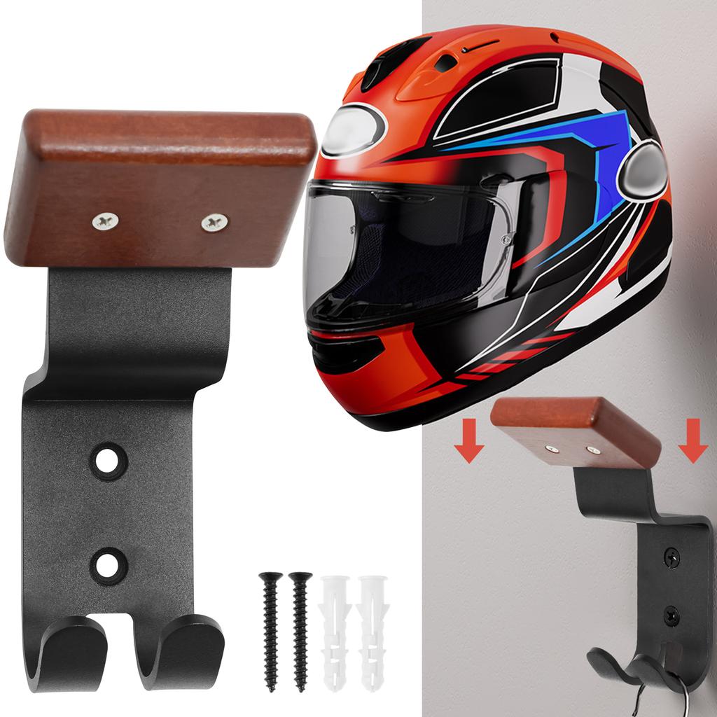 180°Motorcycle Helmet Rack, Rotation Metal Helmet Holder with 2 Hooks Helmet Hanger for Motorcycle Bike Coats, Caps, Baseballs