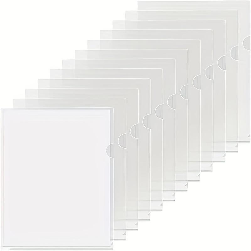 50pcs Thickened L-Shaped Waterproof PP Transparent Document Holders - A4 File Storage Folders with Single Clip for Office,School