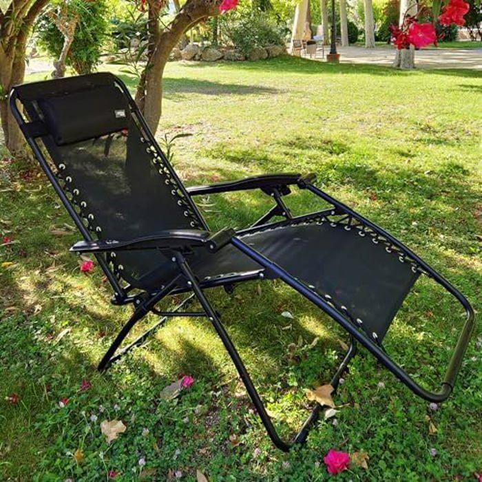 Chaise pliante - AKTIVE - Noir - Résistante - Confortable - Intérieur/extérieur