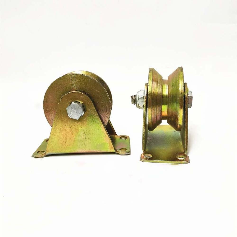 2pcs Smooth Rolling V Sliding Track Wheels Heavy Duty Sliding Door Metal Rollers Crane