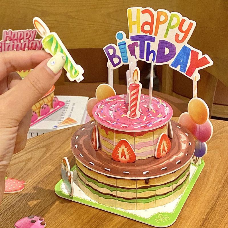 Handmade 3D Birthday Cake Puzzle - DIY Model Gift