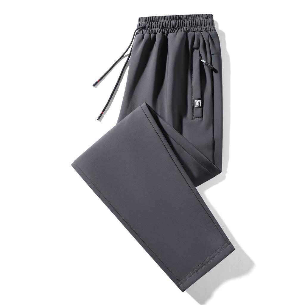 Men's Fleece-Lined Thickened Relaxed-Fit Cuffed Sweatpants Large Size Straight-Leg Athletic Trousers for Autumn and Winter