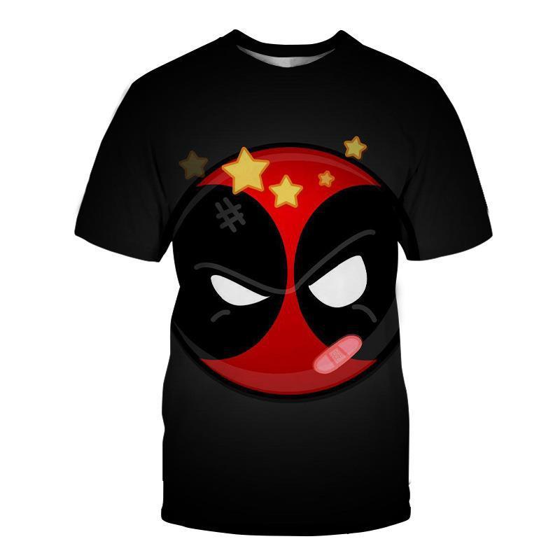 2024 Nova Miniso Universo Meninos e Meninas Deadpool Anime Impressão 3D Streetwear Personalidade Camiseta Infantil/Adulto Casual Moda Top