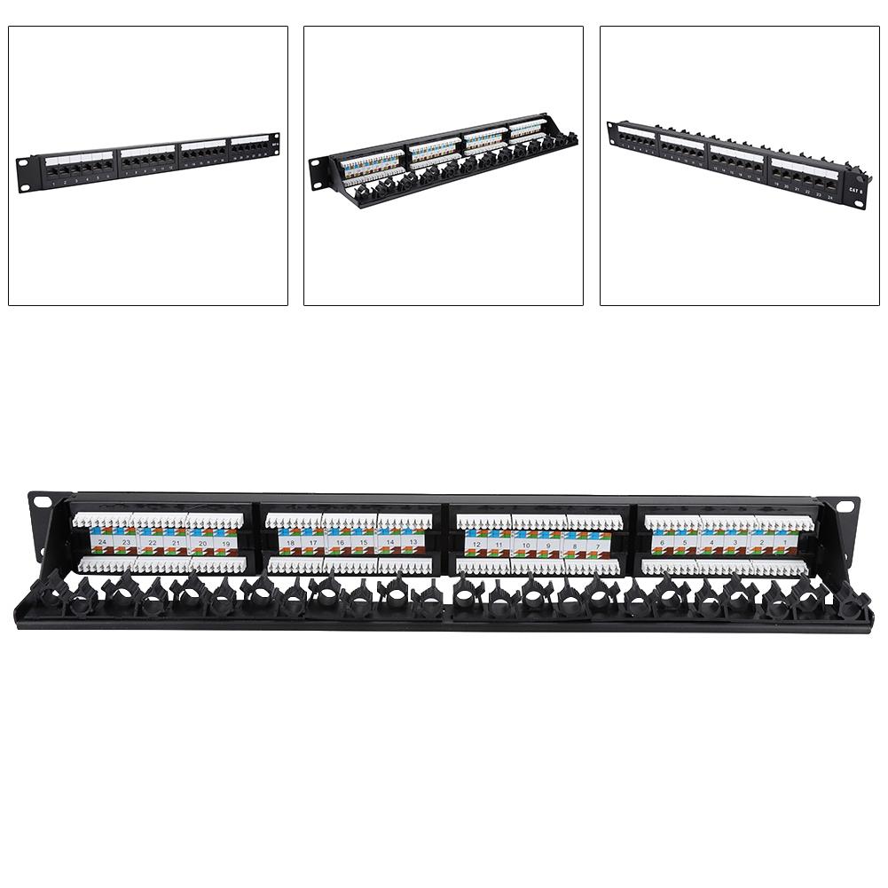 Gold Plated 24 Port Mountable Data Patch Panel High Speed CAT6 CAT 6 Network Cable Rack