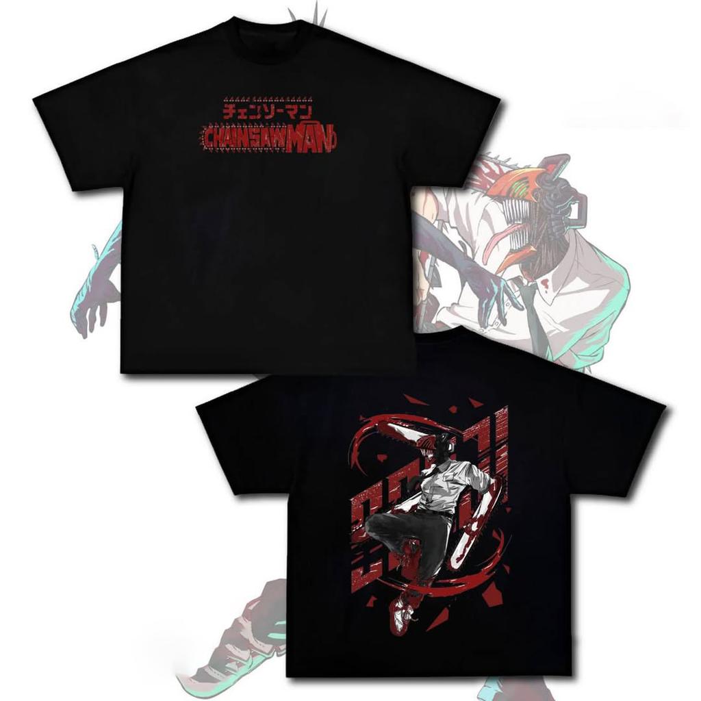 Japanese Anime Chainsaw Man Men Women T-Shirt Oversized Y2k Short Sleeve Manga Graphic Tee Shirt Streetwear Hip Hop Harajuku Female Male Clothing 