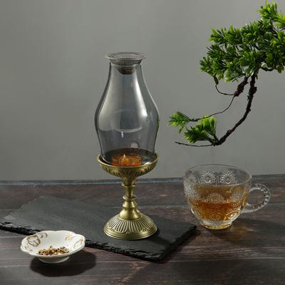 Retro Szklany Świecznik Podgrzewacz do Aromaterapii z Metalową Podstawą Palnik do Aromaterapii i Kadzidła do Jogi SPA