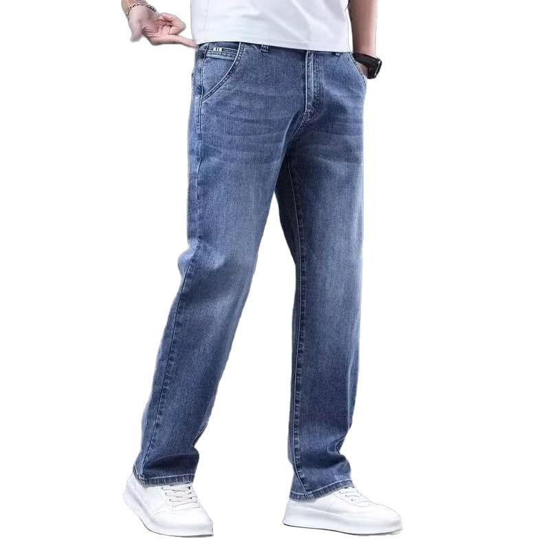 Summer thin jeans men's loose American trendy brand ruffian handsome straight versatile elastic casual trousers
