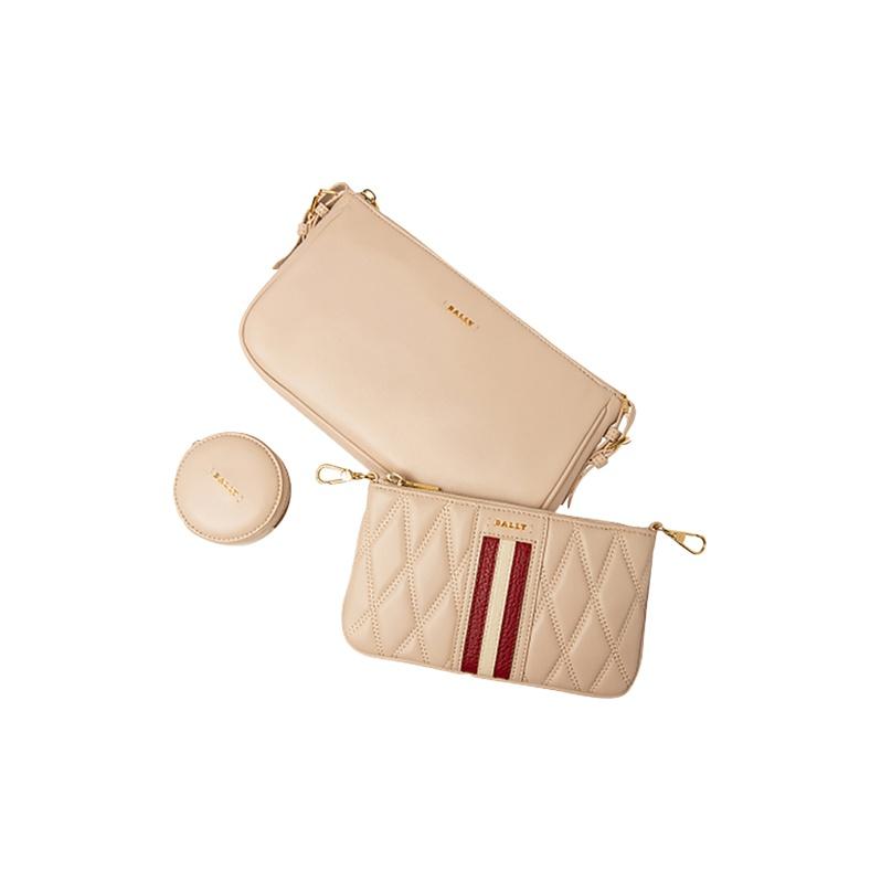 Bally Three-In-One Ginger Pattern Stitching Striped Leather Underarm Crossbody Shoulder Bag Women bags Beige 6236882