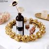 Rose Relief Decorative Trays Mirror Glass Storage Tray Gourmet Photo Shooting Props Living Room Decoration Handicraft Gifts