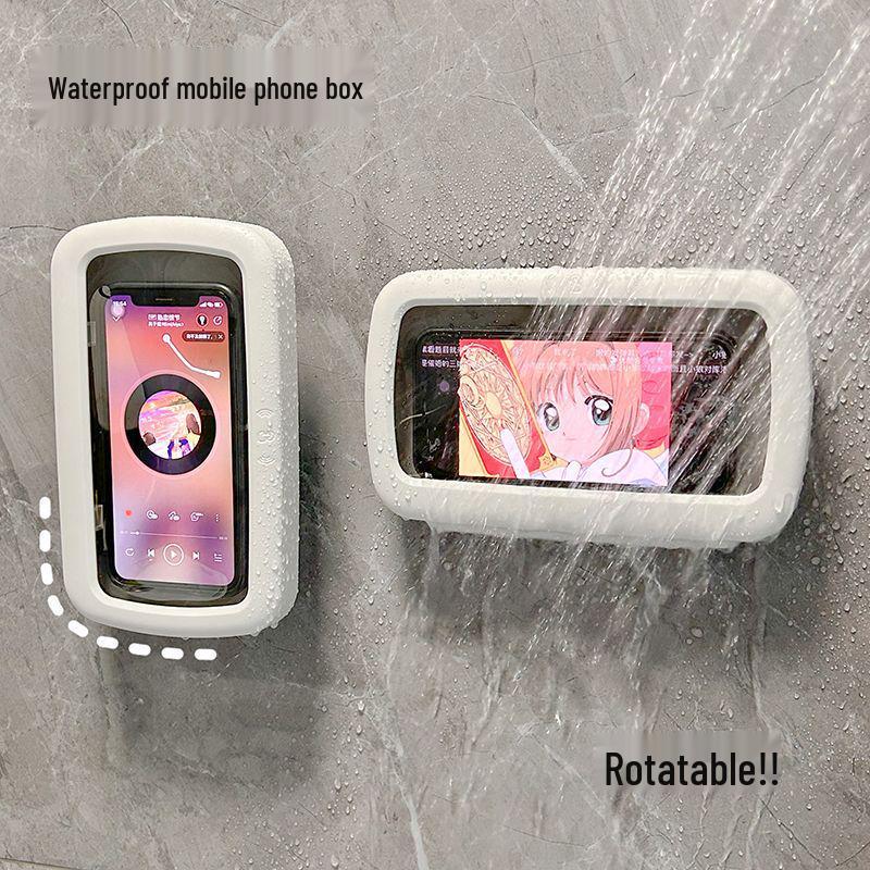 Waterproof Phone Holder for Bathroom Shower - Rotatable & Touch-Enabled for Binge-Watching Bathroom Waterproof Phone Holder - Fixed