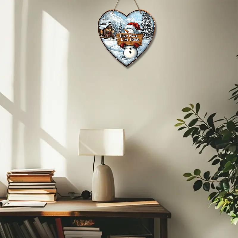 Christmas Decoration Sign,indoor Hanging decorations,2D Flat Wooden Products with Snowman pattern,Christmas Gifts for Friends and Family