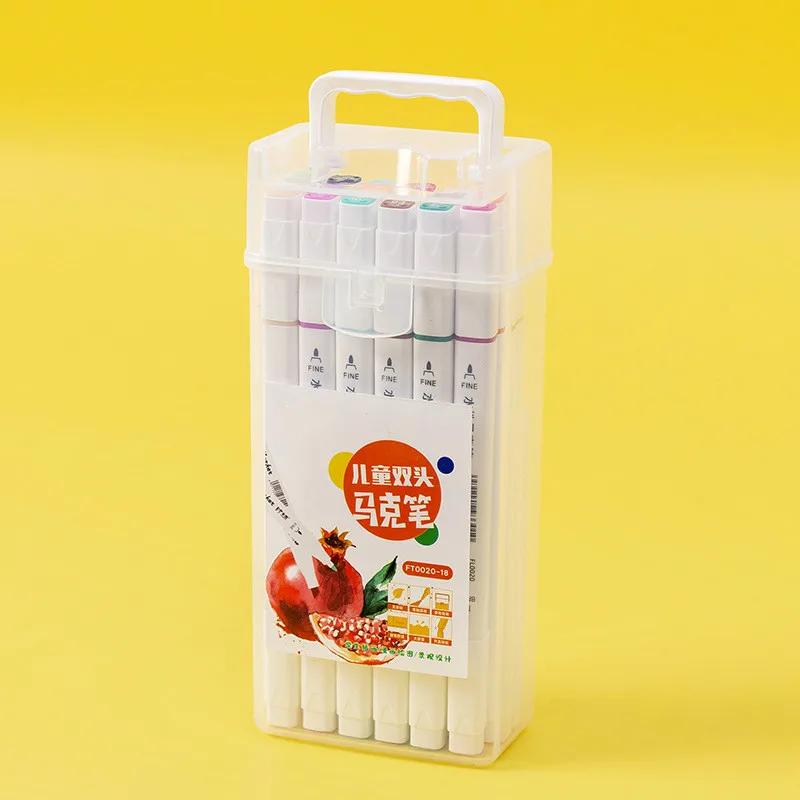 12/18Color Markers Manga Drawing Pen Based Sketch Felt-Tip Oily Twin Brush Art Writing School Stationery Painting Supplies